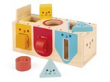 Drevená vkladačka Montessori Tvary Geometric Shapes Box Janod 6 farebných tvarov od 18 mes J05330