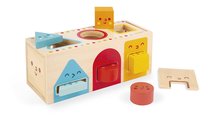 Drevená vkladačka Montessori Tvary Geometric Shapes Box Janod 6 farebných tvarov od 18 mes J05330