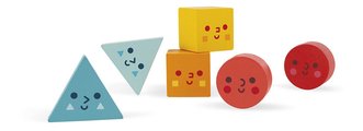 Drevená vkladačka Montessori Tvary Geometric Shapes Box Janod 6 farebných tvarov od 18 mes J05330