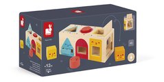 Drevená vkladačka Montessori Tvary Geometric Shapes Box Janod 6 farebných tvarov od 18 mes J05330