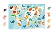 Magnetická hra Mapa sveta Zvieratká My Minikids Magnetic Puzzle Janod 40 magnetiek od 24 mes J05468