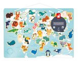 Magnetická hra Mapa sveta Zvieratká My Minikids Magnetic Puzzle Janod 40 magnetiek od 24 mes J05468