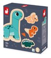 Drevené vkladacie puzzle Dinosaury 4v1 Dino Progressive Puzzle Janod 2-3-4-5 dielov od 18 mes