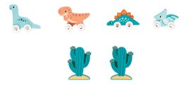 Drevená garáž Dinosaurus Dino Garage Janod 6 dielov od 24 mes J05835
