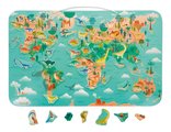 Magnetická hra Mapa sveta Dinosaury Magnetic Dino Planisphere Janod 50 magnetiek od 7 rokov J05836
