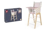 Drevená jedálenská stolička pre bábiku Candy Chic High Chair Janod s vankúšikom pre 42 cm bábiku J05888
