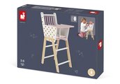 Drevená jedálenská stolička pre bábiku Candy Chic High Chair Janod s vankúšikom pre 42 cm bábiku J05888