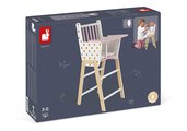 Drevená jedálenská stolička pre bábiku Candy Chic High Chair Janod s vankúšikom pre 42 cm bábiku J05888