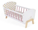 Drevená postieľka pre bábiku Candy Chic Doll's Bed Janod s vankúšikom a perinkou pre 42 cm bábiku J05889