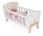 Drevená postieľka pre bábiku Candy Chic Doll's Bed Janod s vankúšikom a perinkou pre 42 cm bábiku J05889