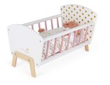 Drevená postieľka pre bábiku Candy Chic Doll's Bed Janod s vankúšikom a perinkou pre 42 cm bábiku J05889