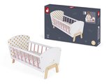Drevená postieľka pre bábiku Candy Chic Doll's Bed Janod s vankúšikom a perinkou pre 42 cm bábiku J05889