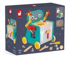 Drevené chodítko a vozík s náradím Robot Trolley BricoKids Janod 38 dielov od 18 mes J06456