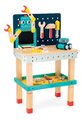 Drevená detská dielňa a náradie Big Robot DIY Workbench BricoKids Janod výškovo nastaviteľná 60 dielov