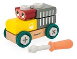 Drevená stavebnica auto s náradím Medveď DIY Car Bear BricoKids Janod 25 dielov od 24 mes J06458