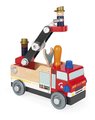 Drevené auto a stavebnica Hasiči DIY Fire Truck BricoKids Janod 45 dielov J06469