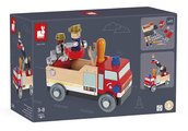 Drevené auto a stavebnica Hasiči DIY Fire Truck BricoKids Janod 45 dielov J06469