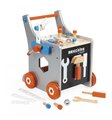 Drevené chodítko a vozík s náradím Magnetic DIY Trolley BricoKids Janod 25 dielov od 18 mes J06478