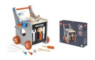 Drevené chodítko a vozík s náradím Magnetic DIY Trolley BricoKids Janod 25 dielov od 18 mes J06478