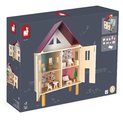 Drevený domček pre bábiky Twist Doll's House Janod 3-poschodový 11 doplnkov