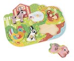 Drevené vkladacie puzzle s úchytom Farma Happy Farm Puzzle Janod 6 dielov od 18 mes J07096