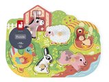 Drevené vkladacie puzzle s úchytom Farma Happy Farm Puzzle Janod 6 dielov od 18 mes J07096