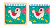 Drevené puzzle pre najmenších Trio Zvieratká Janod s predlohou 27 dielov od 18 mes J07113