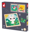 Drevené puzzle pre najmenších Trio Zvieratká Janod s predlohou 27 dielov od 18 mes J07113