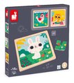 Drevené puzzle pre najmenších Trio Zvieratká Janod s predlohou 27 dielov od 18 mes J07113