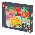 Drevená motorická doska The Farm Padlocks Board Janod 5 dverí so zámkami J07119