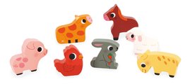 Drevené vkladacie puzzle pre najmenších Farma Chunky Puzzle Janod 7 dielov od 18 mes J07121