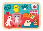 Drevené vkladacie puzzle pre najmenších Domáci miláčikovia Pets Chunky Puzzle Janod 7 dielov od 18 mes J07122