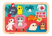 Drevené vkladacie puzzle pre najmenších Domáci miláčikovia Pets Chunky Puzzle Janod 7 dielov od 18 mes J07122