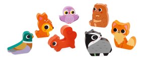Drevené vkladacie puzzle pre najmenších Lesné zvieratká The Forest Chunky Puzzle Janod 7 dielov od 18 mes J07123