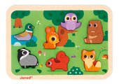 Drevené vkladacie puzzle pre najmenších Lesné zvieratká The Forest Chunky Puzzle Janod 7 dielov od 18 mes J07123