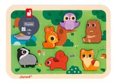 Drevené vkladacie puzzle pre najmenších Lesné zvieratká The Forest Chunky Puzzle Janod 7 dielov od 18 mes J07123