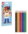Akvarelové farebné ceruzky Watercolour Pencils Janod so štetcom 12 farieb J07415