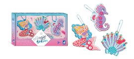 Midi kreatívna sada Magický oceán Magic Ocean Diamond Key Rings Atelier Janod trblietavé obrázky s kryštálikmi 700 mini kamienkov od 7 rokov J07793
