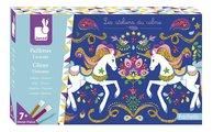 Midi kreatívna sada farebný piesok Jednorožec Glitter Unicorns Atelier Janod s trblietkami od 7 rokov J07883