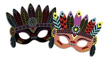 Mini kreatívna sada Party Masky Scratch Art Party Masks Atelier Janod vyškrabovacie obrázky 5 masiek od 5 rokov J07890