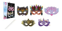 Mini kreatívna sada Party Masky Scratch Art Party Masks Atelier Janod vyškrabovacie obrázky 5 masiek od 5 rokov J07890