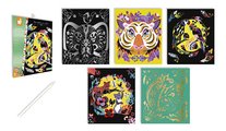 Mini kreatívna sada Zvieratká sveta Scratch Art Animals of the World Atelier Janod vyškrabovacie obrázky 5 kariet od 5 rokov J07891