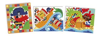 Mini kreatívna sada Mozaika Piráti Mosaics Pirates Atelier Janod 3 karty od 5 rokov J07897