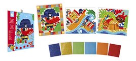 Mini kreatívna sada Mozaika Piráti Mosaics Pirates Atelier Janod 3 karty od 5 rokov J07897