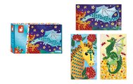 Midi kreatívna sada Obrázky s flitrami Draky Sequins to Stick Dragons Atelier Janod 3 obrázky a 360 flitrov od 6 rokov J07921