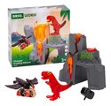 Sopka s efektom dymiacej lávy Dinosaur Erupting Volcano BRIO so zvukom a svetlom 2 figúrky dinosaurov od 3 rokov BRIO0929