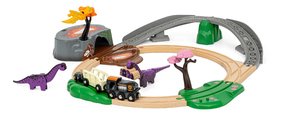 Drevená vláčikodráha Dobrodružná sada Dinosaur Adventure Set BRIO s vláčikom a 3 figúrky dinosaurov s magnetmi 21 dielov s od 3 rokov BRIO0943