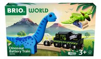 Vláčik elektronický s nákladným vozňom Dinosaur Battery Train BRIO so svetlom pohybom a 2 figúrky dinosaurov s magnetmi od 3 rokov BRIO0967