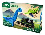 Vláčik elektronický s nákladným vozňom Dinosaur Battery Train BRIO so svetlom pohybom a 2 figúrky dinosaurov s magnetmi od 3 rokov BRIO0967