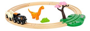 Drevená vláčikodráha Dinosaurus Circle Set BRIO vláčik s vozňom a figúrka dinosaura s magnetom 12 dielov